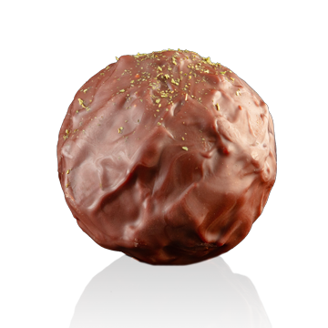 Eine Ganache aus Dunkler Schokolade, verfeinert mit frischer Minze.